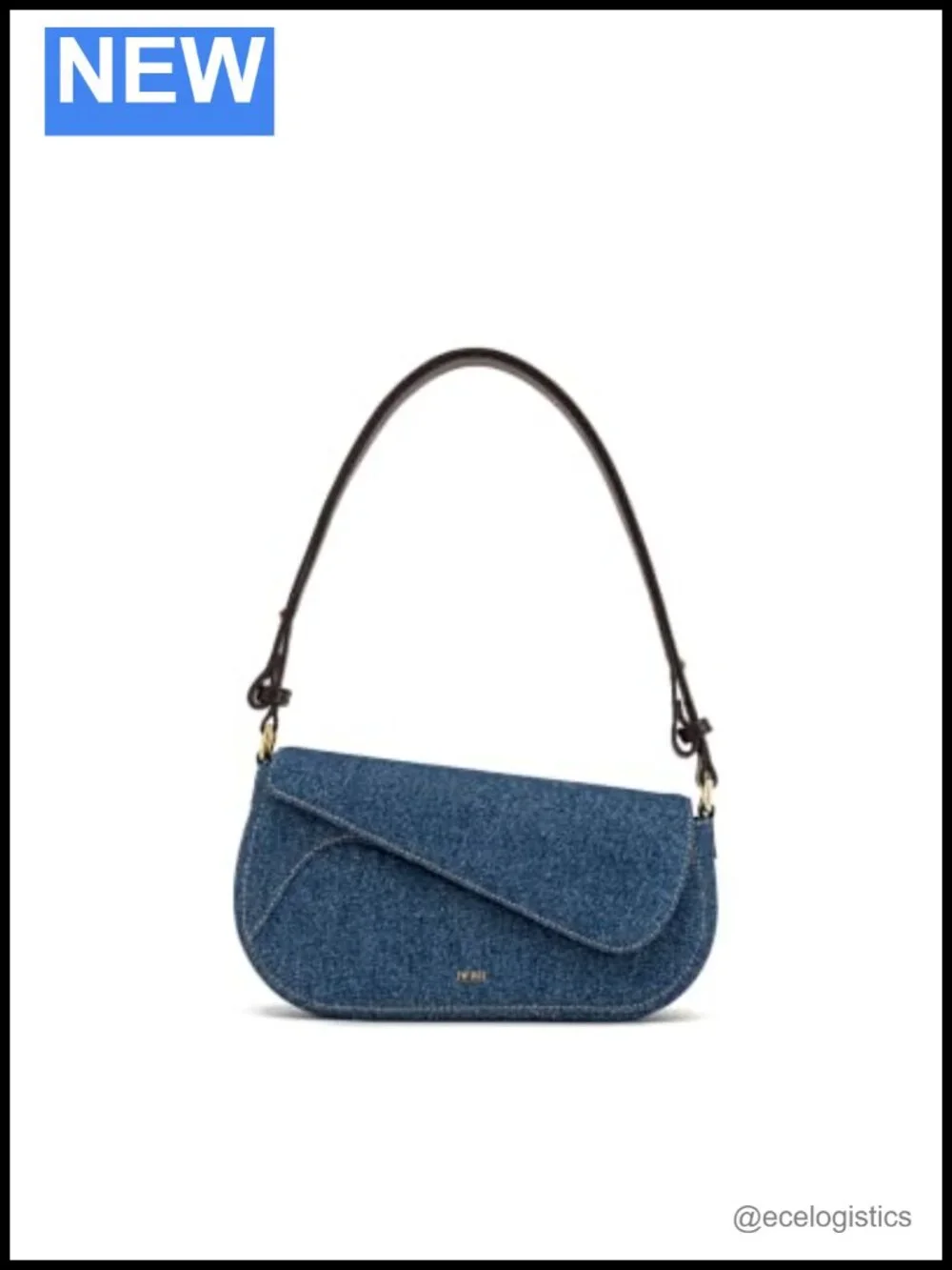 Washed Denim Baguette Shoulder Bag Fits iPhone 17 Pro Max